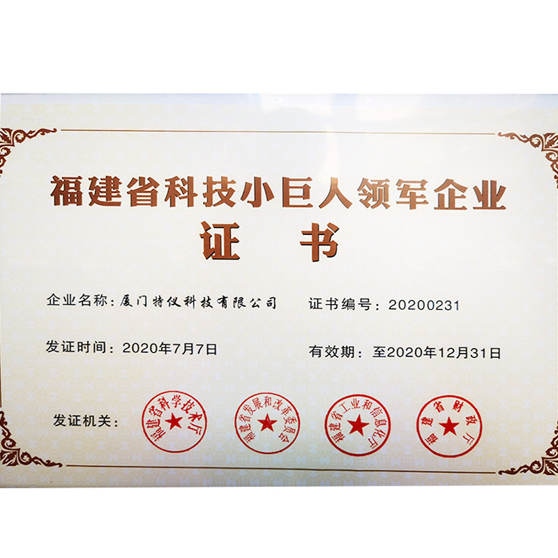 Fujian science and technology leading certificate